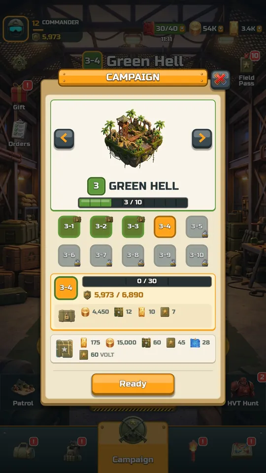 The campaign map for the chapter Green Hell