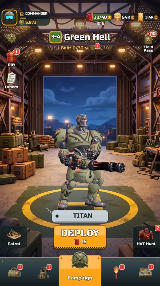 The hangar lobby with an operator on the helipad